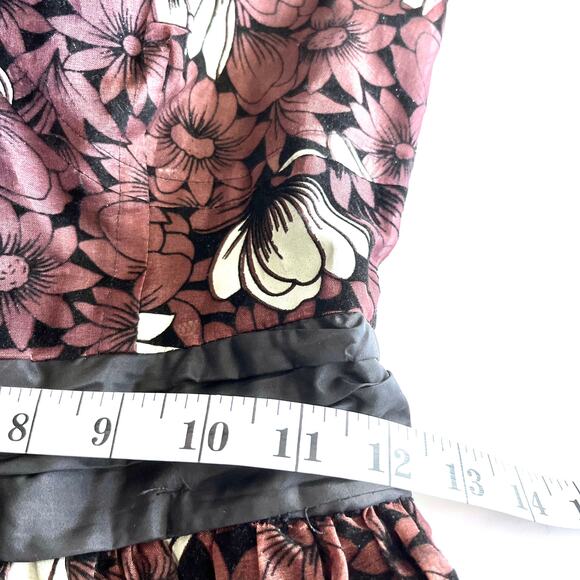 Anthropologie Tracy Reese Brown Floral Silk Tulle Dress Size 0 - Picture 8 of 12